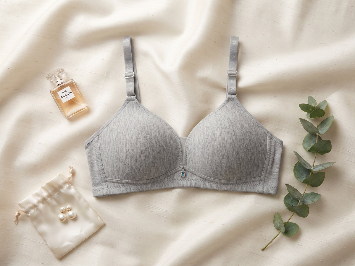 Ultra-Soft Grey Cotton T-Shirt Bra