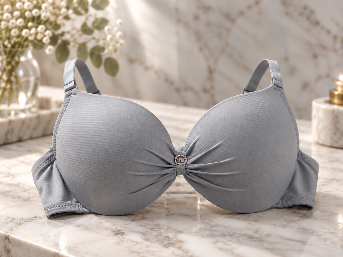 Grey Soft Ribbed Padded Bra