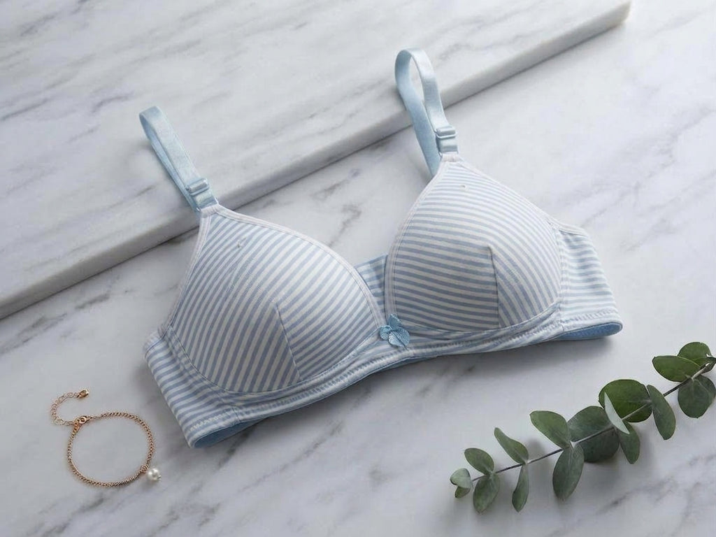 Ultra-Soft Sky Blue Striped T-Shirt Bra