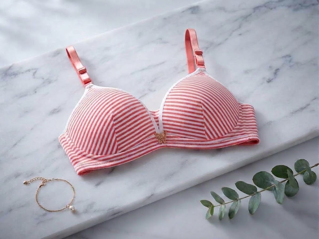 Ultra-Soft Coral Striped T-Shirt Bra